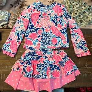 Toddler girl Pink and Blue 3 piece swim set!